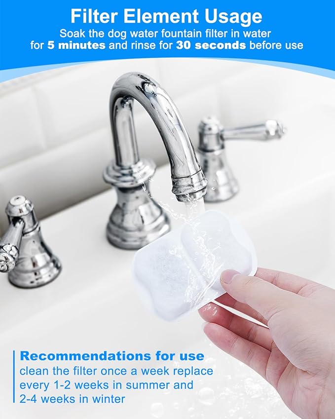 Dog Water Filter Replacement, 8 Set Dog Bowl Filters - Compatible with oneisall 7L/230oz/1.8G Stainless Steel Pet Water Fountain