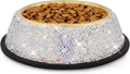 Sparkly Full Rhinestones Designed Gold Plated Stainless Steel Cat Bowl - Stylish and Practical Diamond Food Water Dishes Bowls for Dogs Cats Rabbits