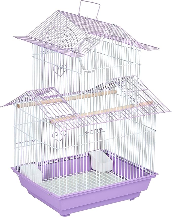 Bird Cage Spacious & Durable - Natural Wood Accents - Comfortable Habitat for Parakeets & Canaries