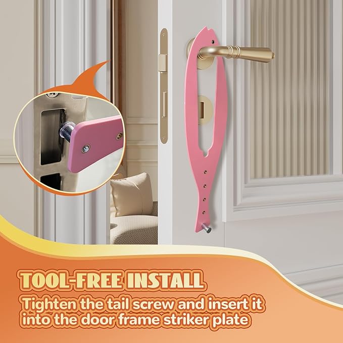 TGIOW Cat Door Latch, 1 Pcs Flex Latch, Cat Door Stopper to Keep Dog Out of Litter Box and Food, 5 Adjustable Size Strap 2.5-6" Wide, No Measuring, Easy to Install, Pink