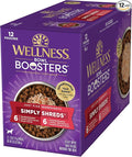 Wellness Bowl Boosters Simply Shreds Variety Pack Wet Dog Food Topper for Small, Medium, and Large Breeds, Grain Free, Natural, Chicken Recipes, 2.8 oz, Pack of 12 Pouches