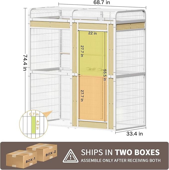 Large Bird Cage for Parakeets Outdoor Bird Aviary Parrot Cage with Perch, Birdcage for Macaws Canaries Parrots Budgie Lovebirds-White (2 Box Set)