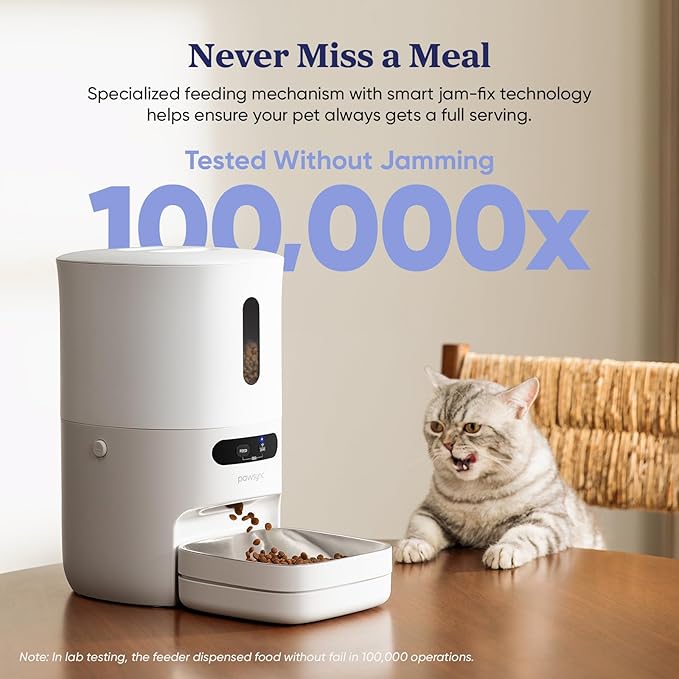 Automatic Cat Feeder, WiFi Smart Scale Tracks Pet's Food Intake, App Control, 3.6L Timed Food Dispenser for Cats and Dogs, Up to 10 Meals Per Day, Stainless Steel Bowl, Dual Power Supply