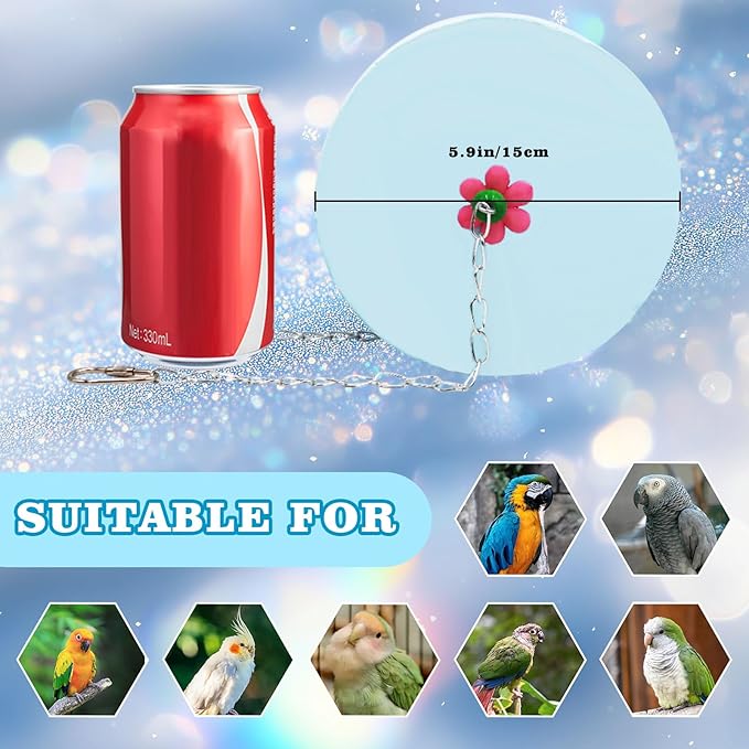 Bird Beak Grinding Stone – Large Cylinder Parrot Chew Toy with Metal Hanging Chain – Cage Accessory for Macaws, African Greys, Cockatiels & Medium to Large Birds Blue