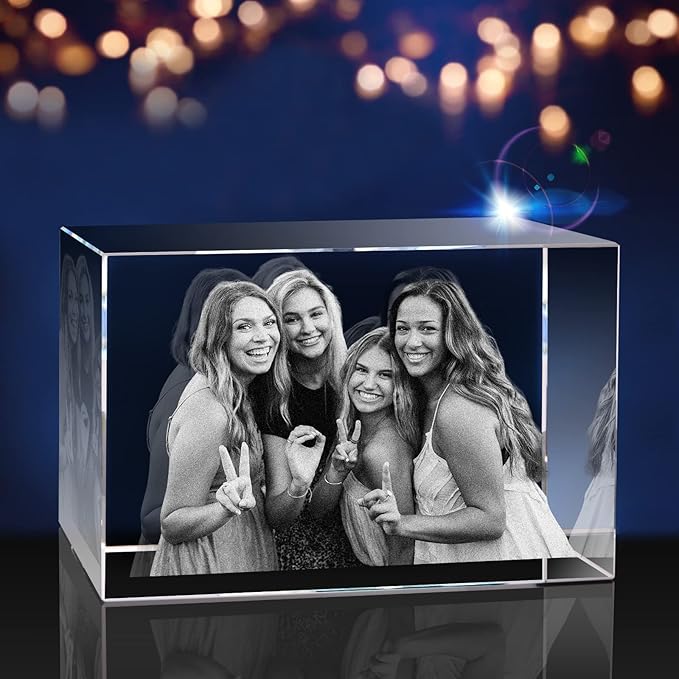 Dog Memorial Gifts for Pet Loss – Personalized Crystal Photo for Dogs & Cats, Custom Laser Etched Crystal (Large Landscape)