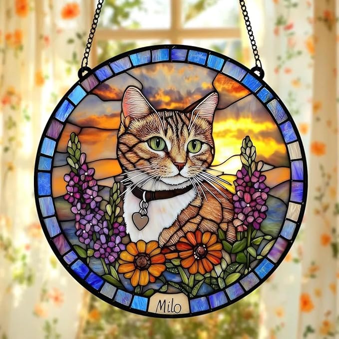 Custom Dog Portrait Stained Glass Catcher, Pet Memorial Stained Glass Photo Catcher, Staineds Glass Dog Memorial, Loss of Dogs Sympathy Gift Personalized, Pet Loss Gifts /11