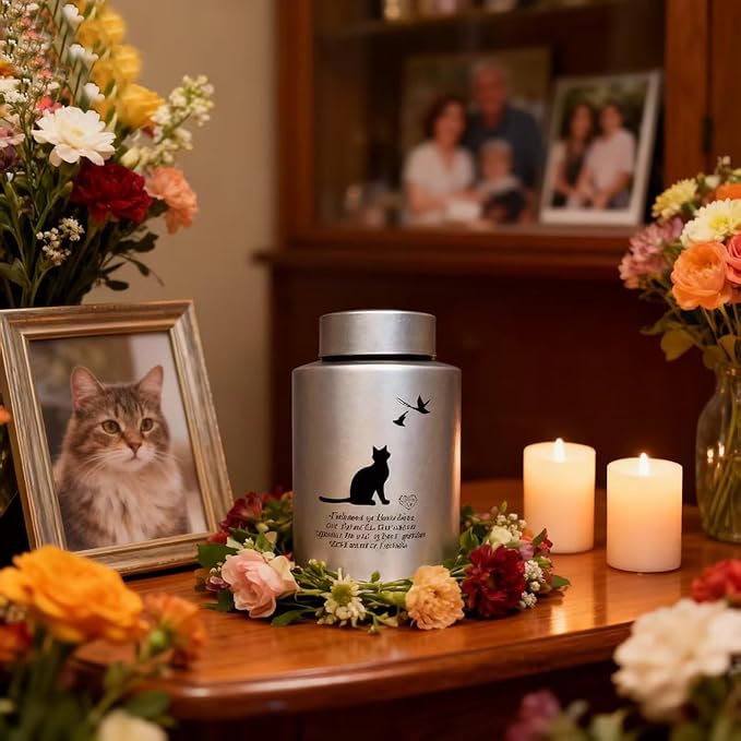 Pet Cremation Urns for Cats Ashes, Up to 60 lbs Cat Memorial Keepsake Urns for Ashes-Medium (Gray)