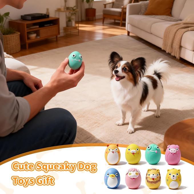 SCHITEC Squeaky Puppy Toys, Interactive Animal Dog Toy Pack, Cute Latex Rubber Squeak Pet Balls for Puppies Mini Small Breed Dogs