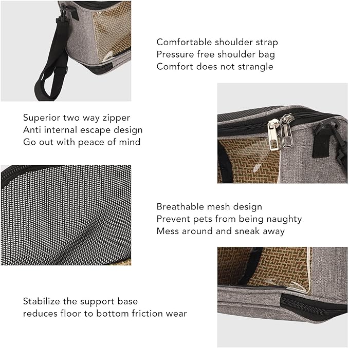 Transparent Bird Carrier Bag, Portable Parrot Travel Cage for Cockatiels and Parakeets, Lightweight Breathable Backpack with Side Pockets and Top Vent Design for Small Birds (Grey)