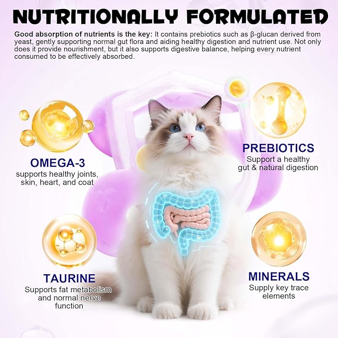 Cat Grass Treats for Cats & Kittens, 15-in-1 Multivitamin Crunchy & Creamy Chews with Omega 3, Lysine & Probiotics for Immune Health, Joint Support, Skin & Coat Care and Digestion Aid, Chicken Flavor