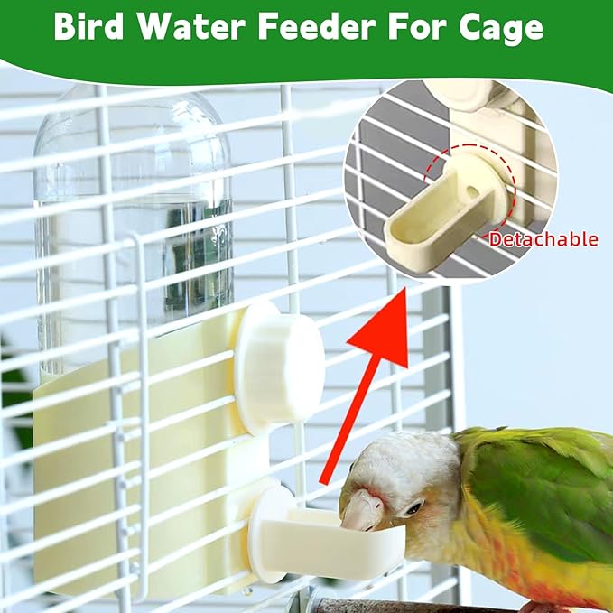 Bird Water Dispenser Automatic Bird Feeder for Cage Set, No Mess Parakeet Water Dispenser for Parrots, Cockatiels, Finches, Budgies (3PCS, Yellow)