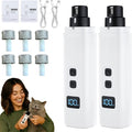 Cat Nail, Nail Trimmer, Dog Nail Grinder, Safe Cut Cat Nail Trimmer, Two Adjustable with 360° Grinding Settings, for All Cats ＆Dogs (White*2)