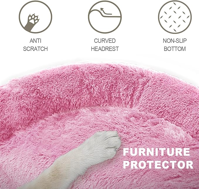 Tinaco Luxurious Calming Dogs/Cats Bed Mats, Dog Pad Washable Removable Couch Cover, Plush Long Fur Mat for Pets, Waterproof Lining, Perfect for Small, Medium and Large Dogs and Cats (Pink, 45"x37")