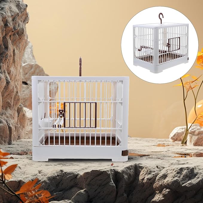 Foldable Parrot Travel Cage Portable Bird Carrier with Perch Stand Large Mocha Brown Birdcage for Outdoor Use Suitable for Parakeets, Pigeons, and Big Birds