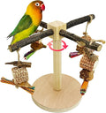 Rotating Bird Perch Stand Toy Natural Wooden Parakeet Toys with Edible Chew Toy Interactive Spinning Toy Bird Cage Accessories for Parakeets Budgies Conures Cockatiels Lovebirds Finches