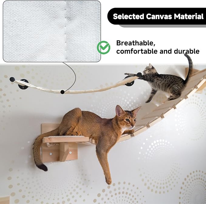 Cat Hammock Wall Mounted, 35.43 x 12.99 inch Wall Mounted Cat Shelves, Metal Brackets cat Beds for Sleeping, Playing, Climbing and Resting Stabilized Wall Furniture for Large Cats or Kitty