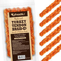A Freschi srl Turkey Tendons for Dogs, USA-Sourced, Healthy Dog Treats, Rawhide-Free Puppy Chews, Long Lasting, All Natural, Hypoallergenic Dog Treats for Medium Breeds, 6 Count Pack Braid (M)