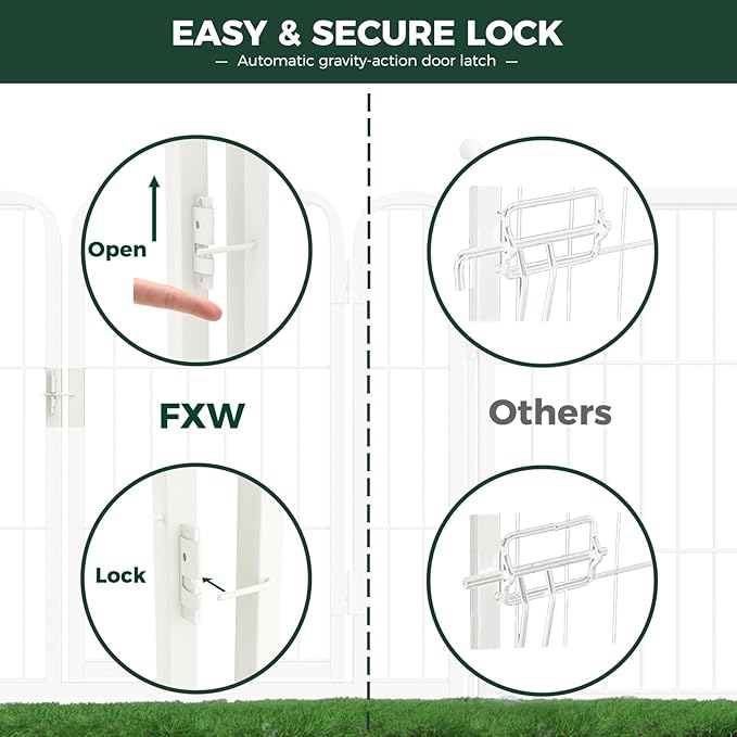 FXW Rollick Unleashed Dog Playpen for Indoor, Yard, RV Camping, 24 inch 16 Panels for Small and Puppy Dogs, White│Patented