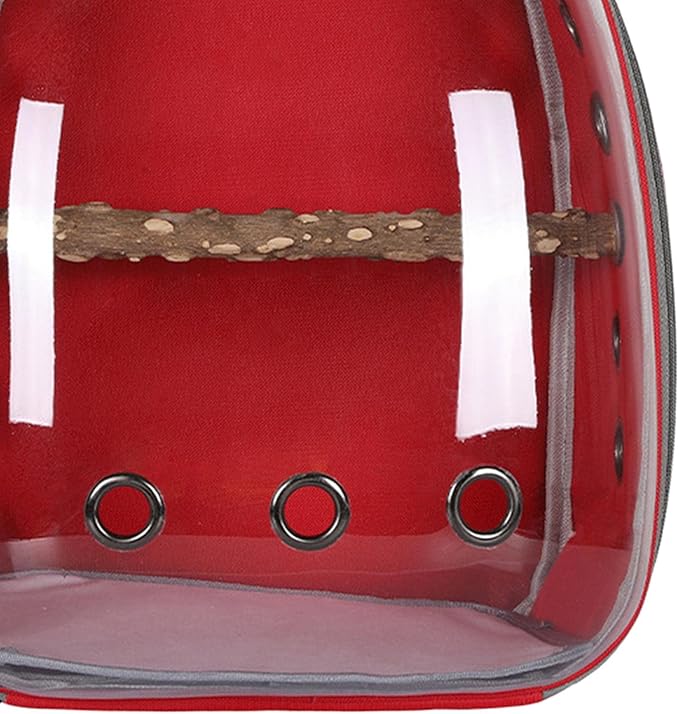 Bird Carrier Bag Pet Backpack Parrot Cage Adjustable Travel for Cockatiels, Red 32x26x41cm
