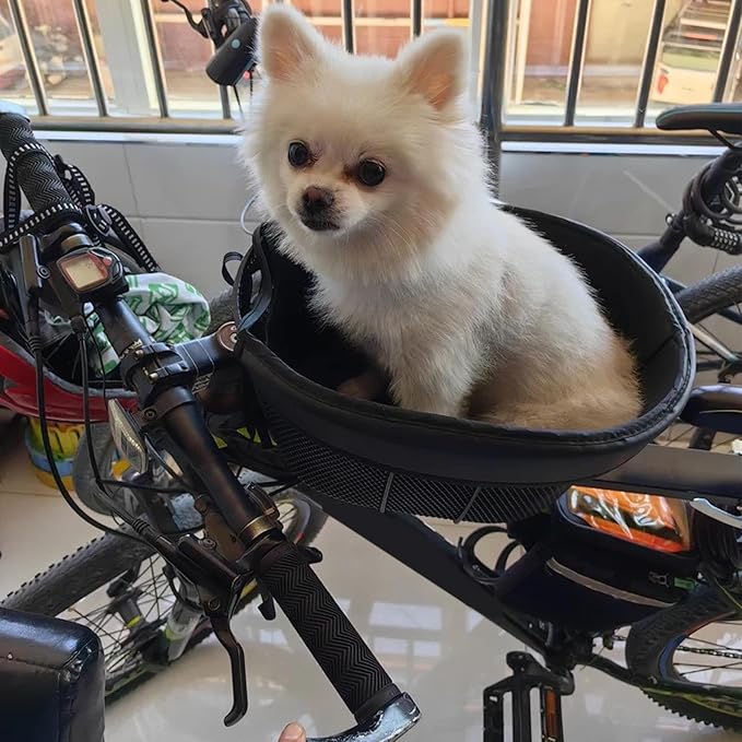 Bikes Pet Basket - Detachable Bicycles Carrier, Waterproof Foldable Pet Basket | Multipurpose Cycling Basket Small Pets, Removable Dog Carrier with Mesh Cover, Secure Bikes Bag for Shopping, Camping