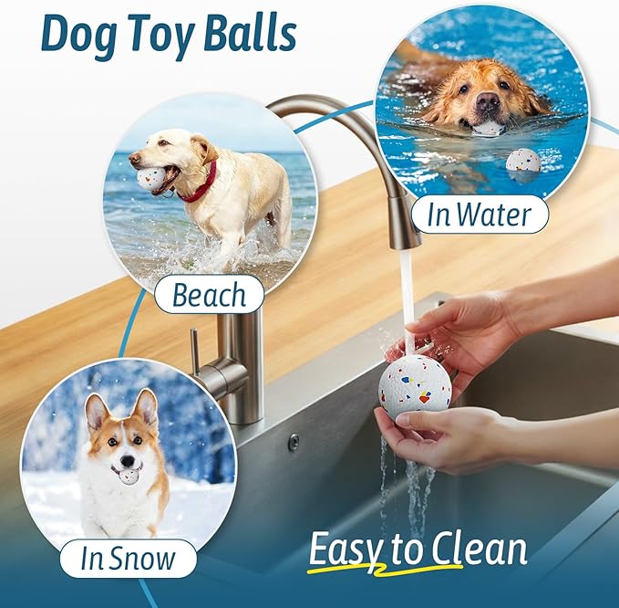 HETOO Dog Balls - Tennis Ball for Dogs: 2.2 Inch ETPU Balls for Small Medium Dogs Puppy- 4 Pack Water Toys Outdoor Toys - for Small Automatic Dog Ball Launcher