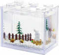 Small Betta Fish Tank, Stackable Mini Aquarium Tank Kit with Aquarium Gravel & Forest Micro Landscape, 0.6 Gallon Acrylic Cube Fish Bowl for Sea Monkeys Shrimp Snails (Clear)