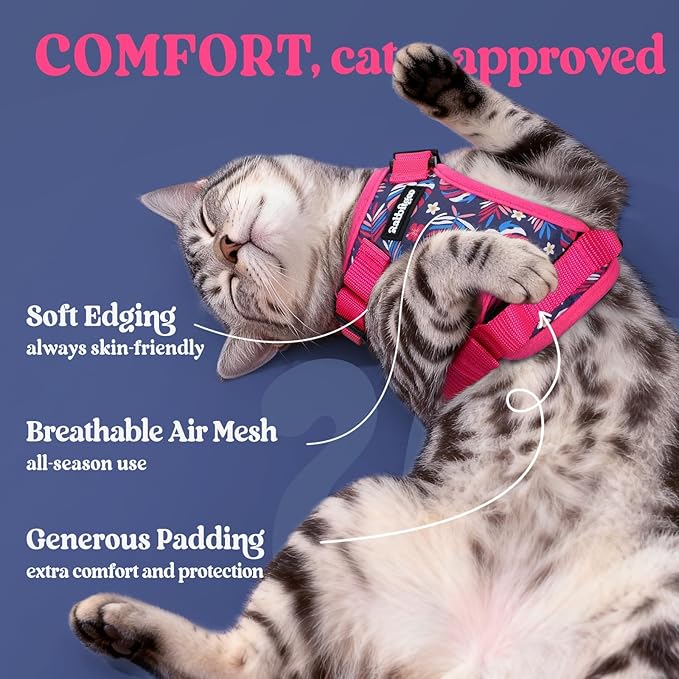 rabbitgoo Cat Harness and Leash for Walking, Escape Proof Soft Adjustable Vest Harnesses for Cats, Easy Control Breathable Reflective Strips Jacket, Coconut Fuchsia,XS