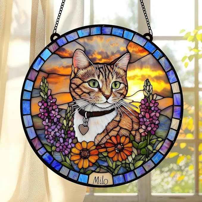 Custom Dog Portrait Stained Glass Catcher, Pet Memorial Stained Glass Photo Catcher, Staineds Glass Dog Memorial, Loss of Dogs Sympathy Gift Personalized, Pet Loss Gifts /11