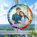 LOVELYPOD Stained Glass Custom Photo Suncatcher Couple Gift, Wedding Anniversary, Couple Potrait Window Decor Gifts for Husband Wife, Grandparents Gifts, Christmas Ornament for Family