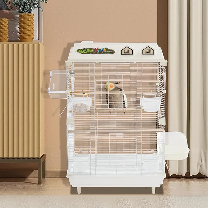 30.31 inch Flight Bird Cage Portable Small Bird Carrier Travel Bird Cage for Conure Sun Parakeet Green Cheek Conure Lovebird Budgie Finch Canary Travel Birdcage with Handle and Perches