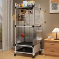 Large Parrot Cage with Acrylic Doors, 4 Casters, Perch & Feeder, Detachable Drawer, Ideal for Cockatiels, Budgies, Conures, Indoor/Outdoor Use – Spacious White Birdcage (Black, 36 * 36 * 106)
