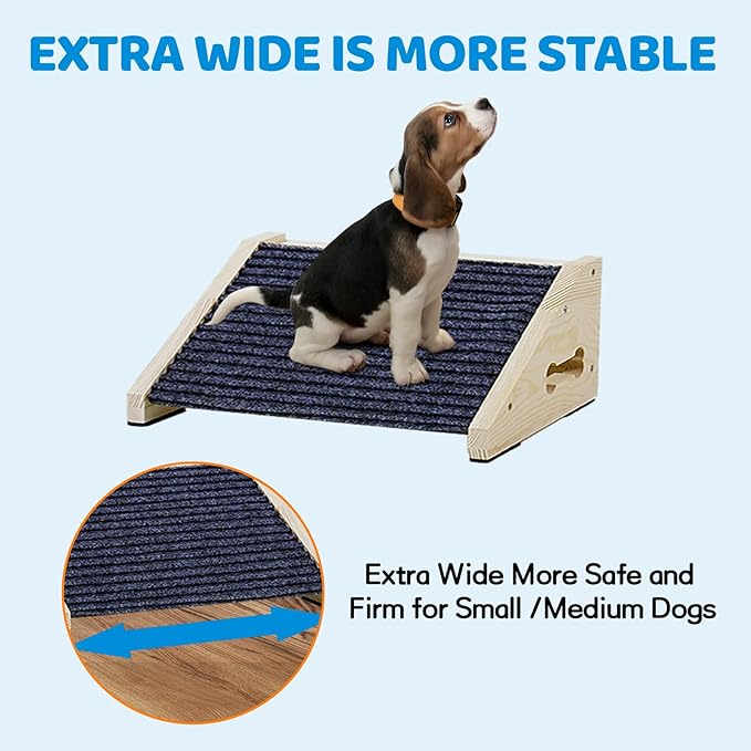 Extra Wide Dog Ramps for Stairs, Wooden Pet Ramp Stairs for Small Medium Dogs, Non-Slip Dog Pet Steps for Any Staircase, Stair Ramp for Injured Dogs with Anti-Slip Strip, 4 Pack
