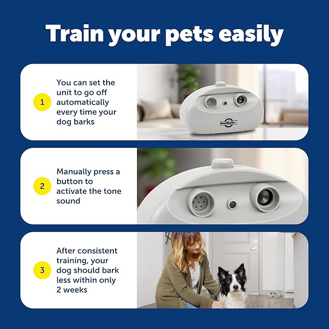 PetSafe Indoor Bark Control - Ultrasonic Indoor Trainer - Automatic Anti-Barking Solution - Tabletop Noise Reducer - Non-Collar Bark Solution