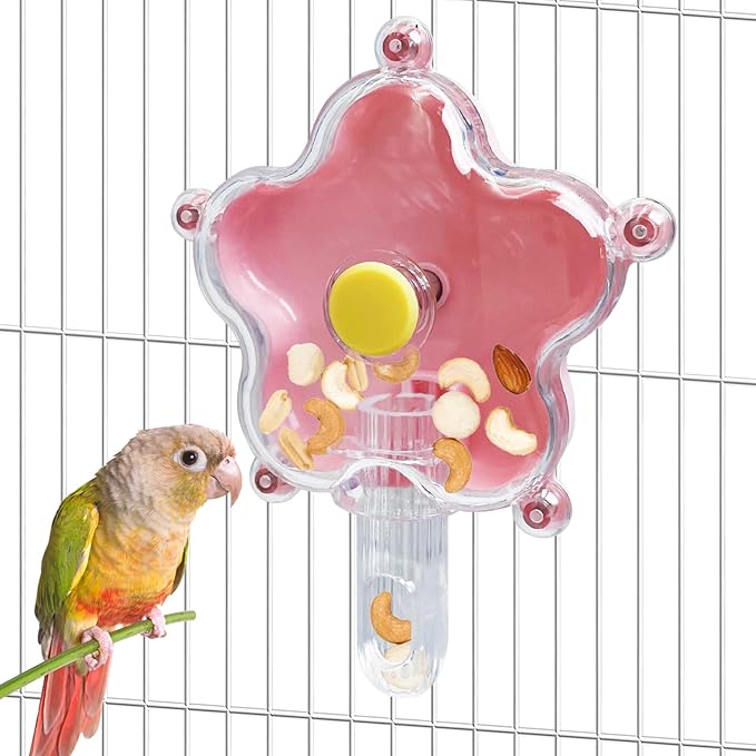 BNOSDM Bird Foraging Toys Cockatiel Foraging Wheel Parrot Cage Spinning Toys Parakeet Enrichment Puzzle Feeder Toy for Budgies Lovebirds Canaries (Pink)