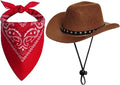 choyaxo Halloween Costumes for Dogs Cat Pet Cowboy Costume Cowboy Hat with Bandana Set for Halloween, Christmas, Holiday, Party, Cosplay (Brown, Large)