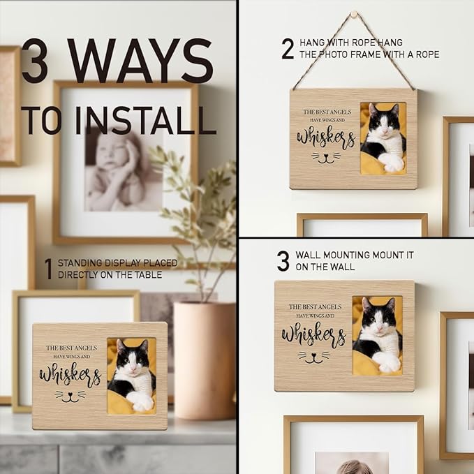 IAXIC Pet Memorial Gifts for Cats, Cat Loss Of Cat, Sympathy Gift Picture Frame, Gifts, Remembrance Photo Frame Desk Shelf Table Top Home Decor