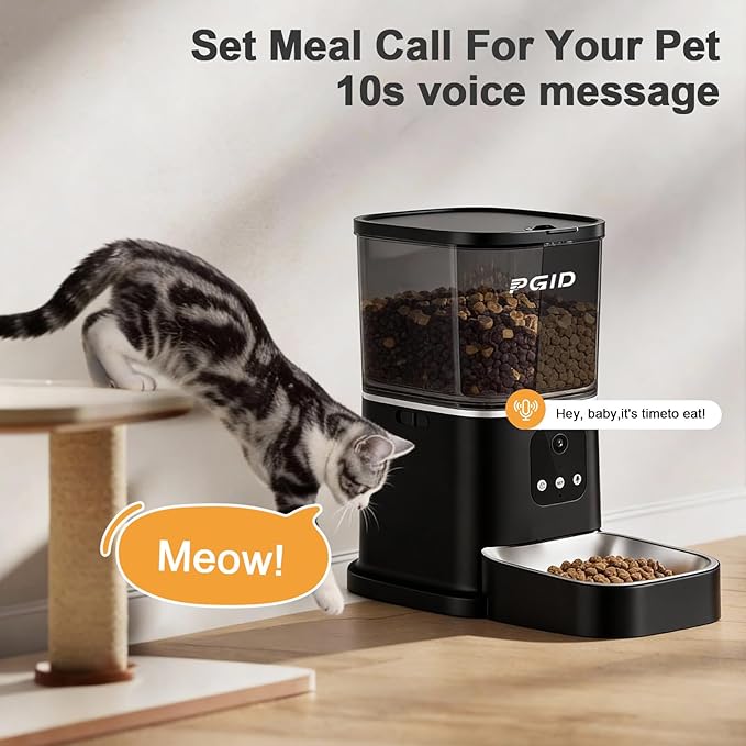 Automatic Cat Feeder, 2.4G WiFi Automatic Dog Food Dispenser,Auto Dog Feeder with APP Control, 5L Timed Auto Cats Food Dispenser w 2-Way Audio for Multiple Pe