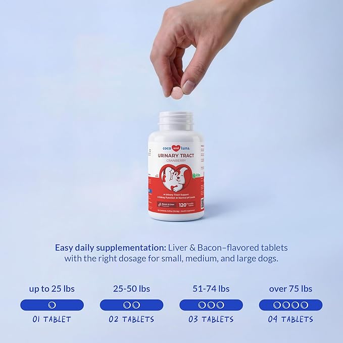 Cranberry for Dogs - Urinary Tract Support, Bladder Health, Dog UTI, Bladder Stones, Incontinence Support (Tablet)