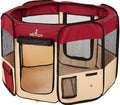 Zampa Puppy Pop Up Portable Playpen for Dog and Cat, Foldable | Indoor/Outdoor Kitten Pen & Travel Pet Carrier + Carrying Case (Red, Extra Small (29"x29"x17"))