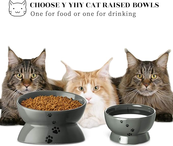 Y YHY Cat Bowls,Grey