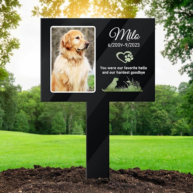 Custom Pet Cemetery Markers - Dog Grave Markers Outdoor Pet Grave Markers Cat Grave Markers for Cemetery Dog Tombstones for Graves Outdoor (B-Rectangle1)