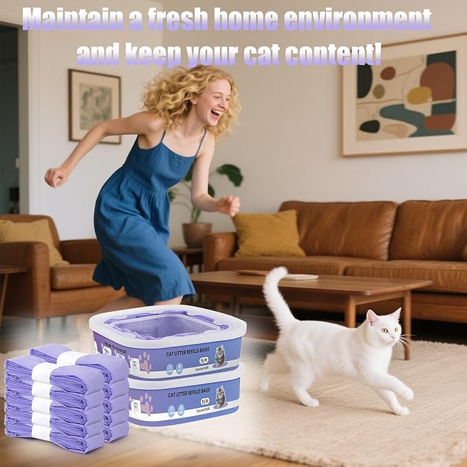 10 Pack Cat Litter Refill Bags Compatible with Your Litter Refill Cartridge,Enhanced Odor Control，Purple