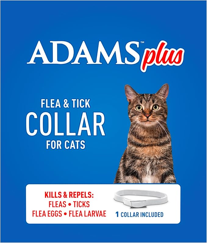 ADAMS Plus Flea & Tick Collar for Cats, Flea Collar for 7-Month Prevention, Adjustable Collar Fits Cats & Kittens, Kills Fleas & Ticks, 1 Count