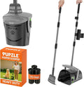 Pupzle Dog Pooper Scooper with Bag Attachment, 40" Long Handle Pooper Scooper for Large Dogs, Dog Poop Scoop for Yard, Large Capacity Swivel Bin and Rake, Lavender Scented Bags (Grey)