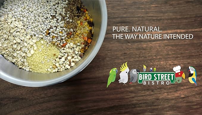 Bird Street Bistro Parrot Food - Parakeet & Cockatiel Food - Cooks in 3-15 min w/Natural Grains, Legumes, Non-GMO Fruits, Vegetables & Health-Oriented Spices