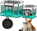 Portable Cat Pet Playpen, Foldable Cat & Small Dog Indoor/Outdoor Tent with Waterproof Base, Lockable Zippers, 600D Oxford 12-Rods 32"x24"x22" for Kitten Puppy