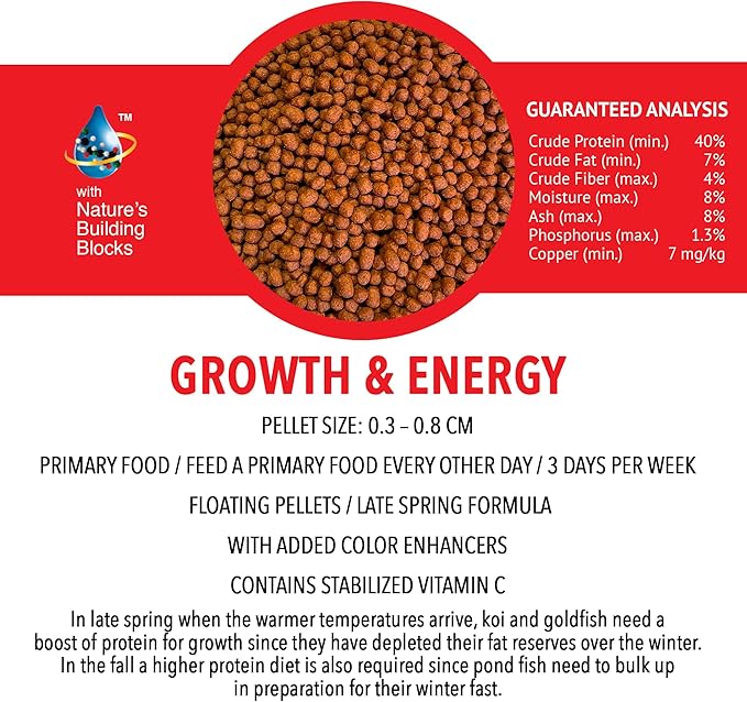 MICROBE-LIFT High Growth and Energy Floating Fish Food Pellets for Ponds, Water Gardens, and Fountains, Safe for Live Goldfish and Koi, 2.25 lbs