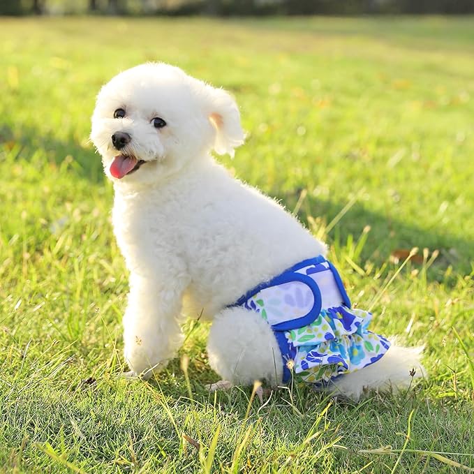 Washable Dog Diapers Female 3 Pack Reusable Highly Absorbent Puppy Diapers, Premium Doggie Diapers, Durable Leak-Proof Dot Doggy Diapers for Period Heat Incontinence Potty Training,M