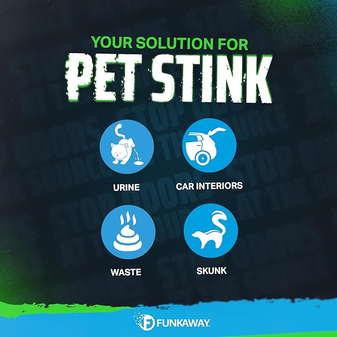 FunkAway Pet Stain & Odor Eliminator Spray, 16 oz., Fresh & Neutral Scent, The Extreme Pet Stain & Odor Eliminator for Houses, Cars, SUVs, RVs and Boats, Alcohol-Free Formula