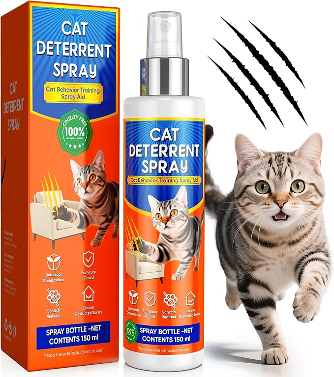 Cat Deterrent Spray - Safe Indoor & Outdoor Deterrent for Furniture Protection, Effective Training Aid with Natural Ingredients（75ml） A1